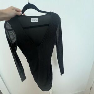 Princess Polly Sheer Black V-Neck Dress